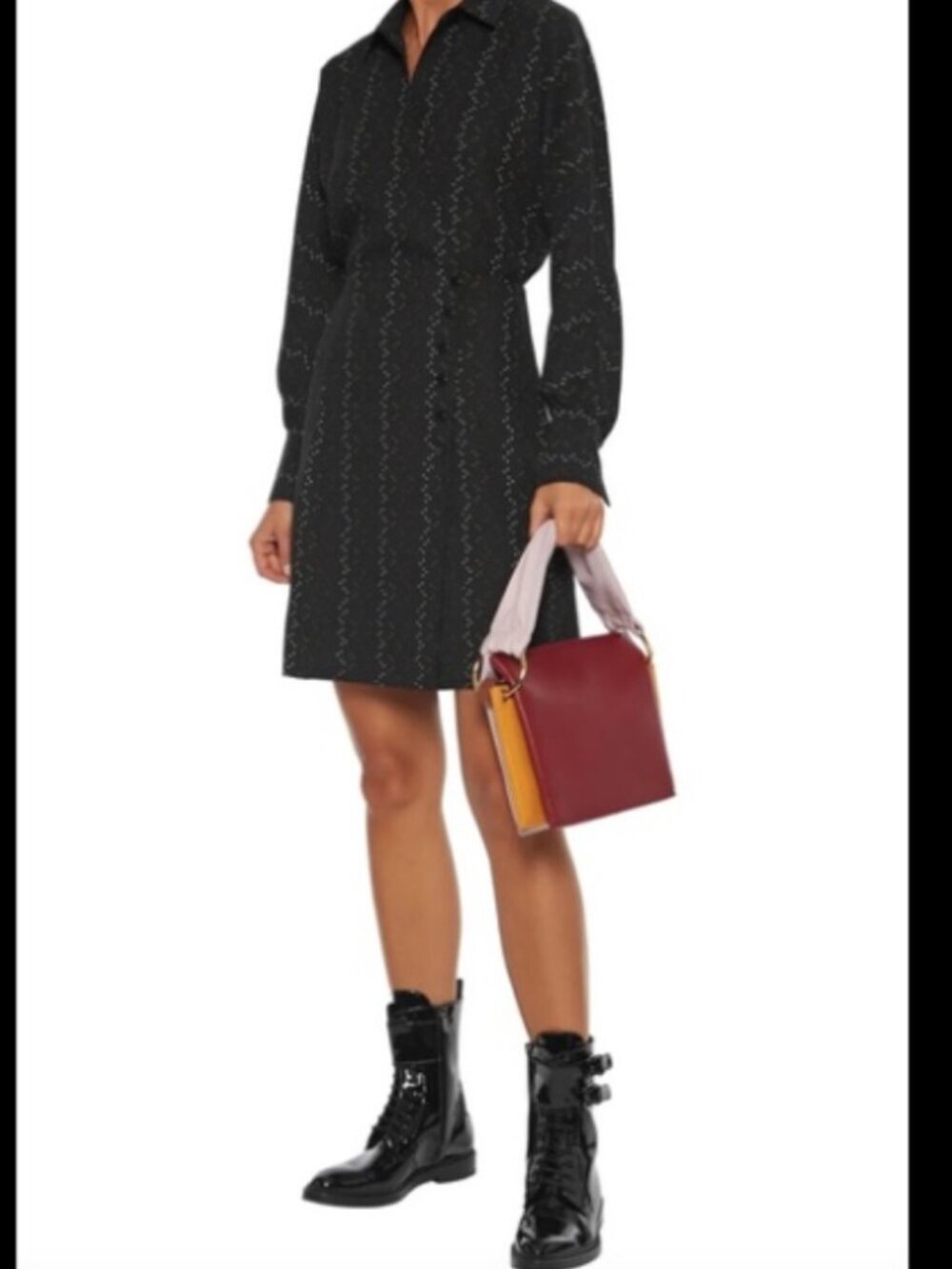 Equipment Black Dot Zig Zag Pattern Harmon dress